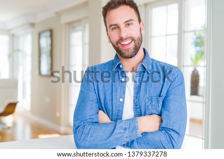 Similar – Image, Stock Photo Casual guy with denim shirt and beard