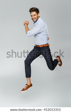 Handsome man jumping