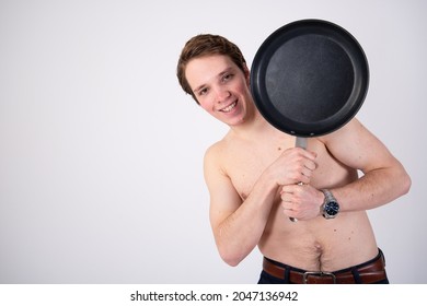 Handsome Man And Kitchen. Happy Guy. 	