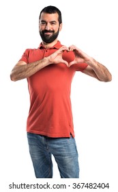 Handsome Man Making A Heart With His Hands