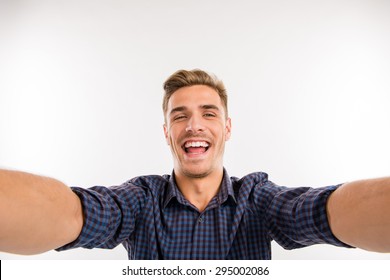 Handsome Man Making Selfie And Smiling