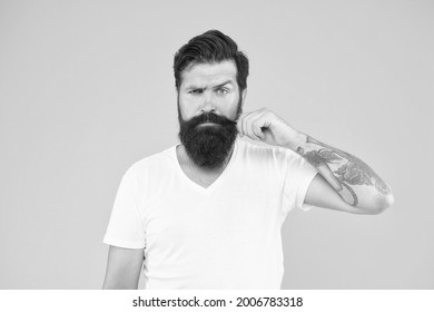 Handsome Man Mustache Twirl Barbershop Services, Length And Thickness Concept