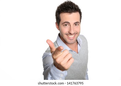 Handsome Man Pointing Hand Towards Camera