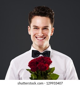 Handsome Man Red Roses Stock Photo 129933407 | Shutterstock