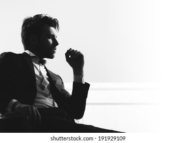 Handsome man silhouette - Shutterstock ID 191929109