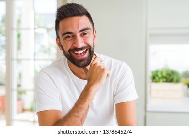 Handsome Man Smiling Cheerful With A Big Smile On Face Showing Teeth, Positive And Happy Expression