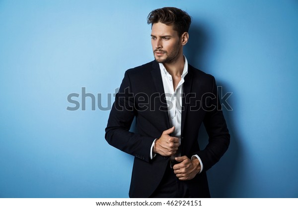 handsome man in black suit