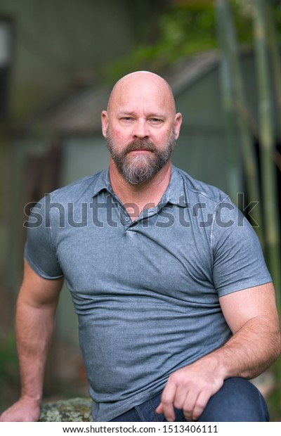 Handsome Mature Man Bald Head Full Stock Photo Edit Now