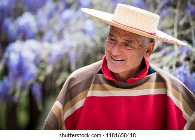 Handsome Mature Man Dressed Like A Typical Chilean Huaso