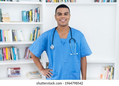 Handsome Mexican Male Nurse Or Medical Student At Hospital