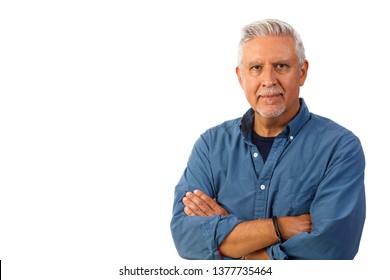 Handsome Middle Age Man Studio Portrait Isolated On A White Background.