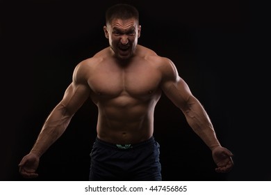 Male Bodybuilder Light Stubble Naked Torso Stock Photo Edit Now