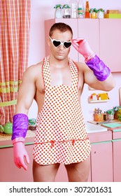 man cooking apron