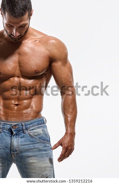 muscular guys in jeans