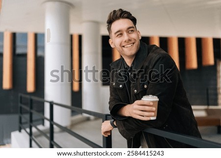Similar – Image, Stock Photo Man relaxing during a chest massage at a spa with a serene expression.Wellness Hotel Concept image