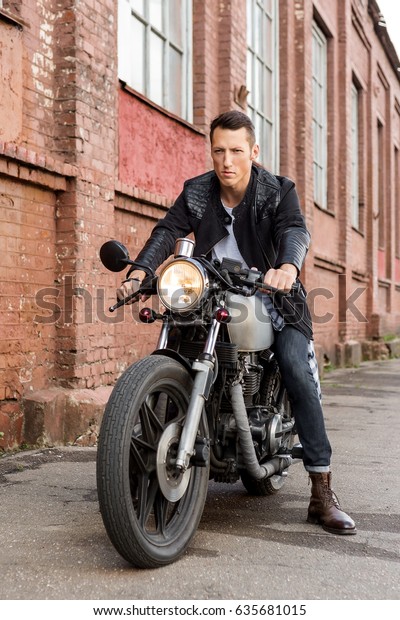Handsome Rider Biker Guy Leather Jacket Stock Photo (Edit Now) 635681015