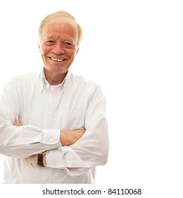 Handsome Senior Man . Isolated Over White Background