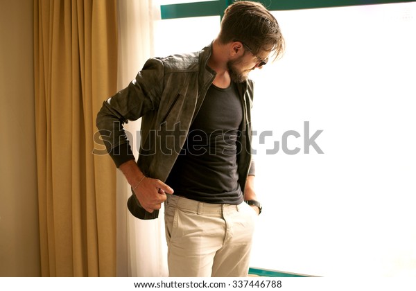 Handsome Stylish Man Posing Outdoor Hotel Stock Photo Edit Now