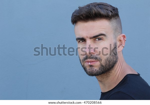 Handsome Stylish Young Man Undercut Hairstyle Royalty Free Stock