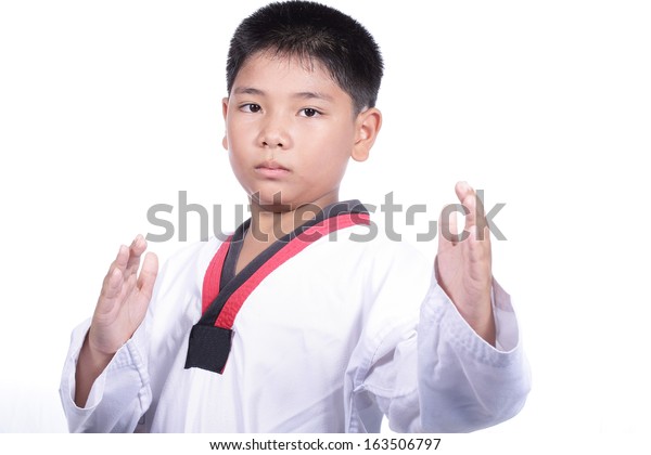 Handsome Taekwondo Boy Trained Fight Activity Stock Photo 163506797 ...