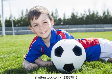 Handsome Teenager Boy Play Football Outside Stock Photo 423567046 ...