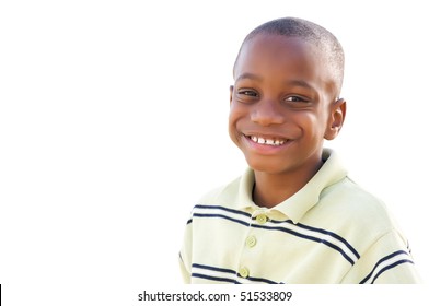 Handsome Young African American Boy Isolated On A White Background.