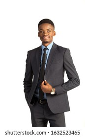 Handsome Young African Man In A Suit On A White Background