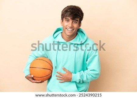 Similar – Image, Stock Photo Portrait of positive basketball player training on street court