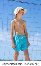 Handsome Young Boy Blue Shorts Hat Stock Photo 2022239717 | Shutterstock
