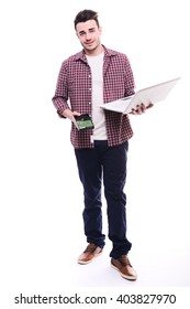 Handsome Young Computer Technician Isolated On A White Background