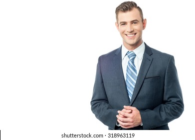 Handsome Young Executive With Clasped Hands