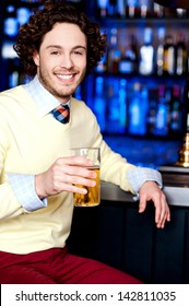 Handsome Young Guy Holding Beer Glass