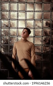 Handsome Young Guy Posing By The Window. Model Photographs In Home Interior. Glamor And Haute Couture.