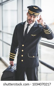 Handsome Young Male Pilot Airport Terminal Stock Photo 1034070217 ...