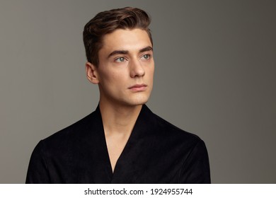 Handsome young man attractive cute hairstyle fashion