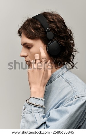 Similar – Image, Stock Photo Stylish man enjoying his time in a natural environment
