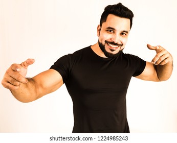 handsome young man posing at studio