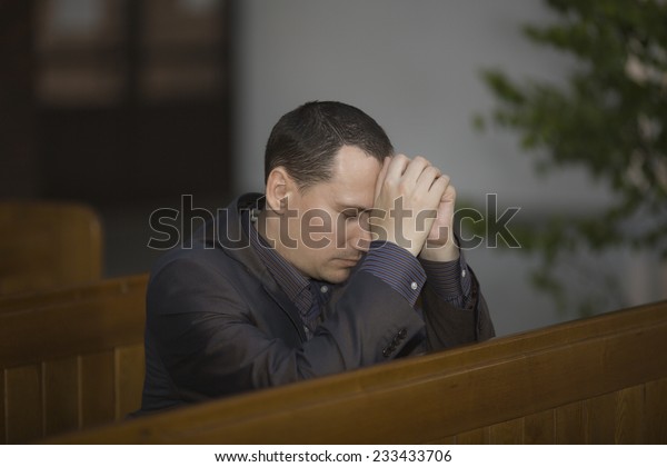 Handsome Young Man Praying Church Stock Photo 233433706 | Shutterstock