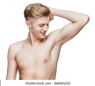 Handsome Young Man Sniffing His Armpit