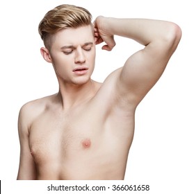 Handsome Young Man Sniffing His Armpit