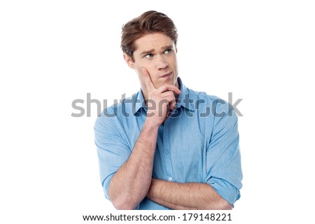 Handsome young man thinking about work