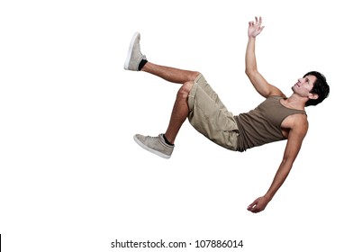 Handsome Young Man Tripping Slipping And Falling