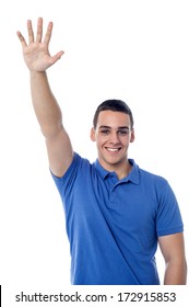 Handsome Young Man Waving To His Friends