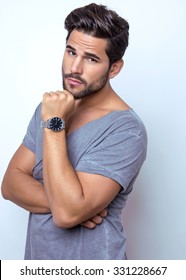 Handsome Young Man With Wrist Watch