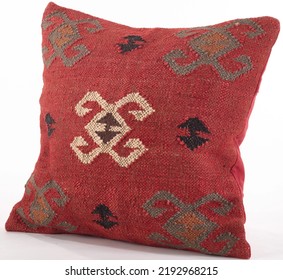 Handwoven Kilim Cushion Cover Wool Pillow.