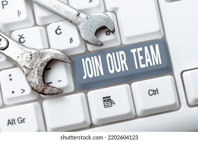 Handwriting text Join Our Team. Concept meaning Allied Associate Work with us New Employee Hired Enlist - Shutterstock ID 2202604123