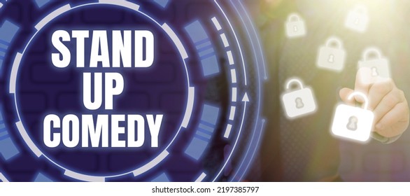 Handwriting Text Stand Up Comedy. Business Overview Comedian Performing Speaking In Front Of Live Audience Frame Decorated With Colorful Flowers And Foliage Arranged Harmoniously.