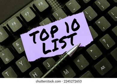 Handwriting text Top 10 List. Business showcase the ten most important or successful items in a particular list