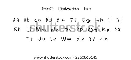 Handwritten English font. Black, PNG, isolated on white.