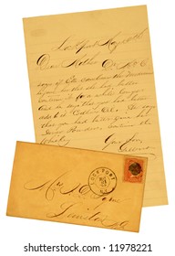 Handwritten Original 1865 Letter And Envelope With 3 Cent George Washington Stamp.